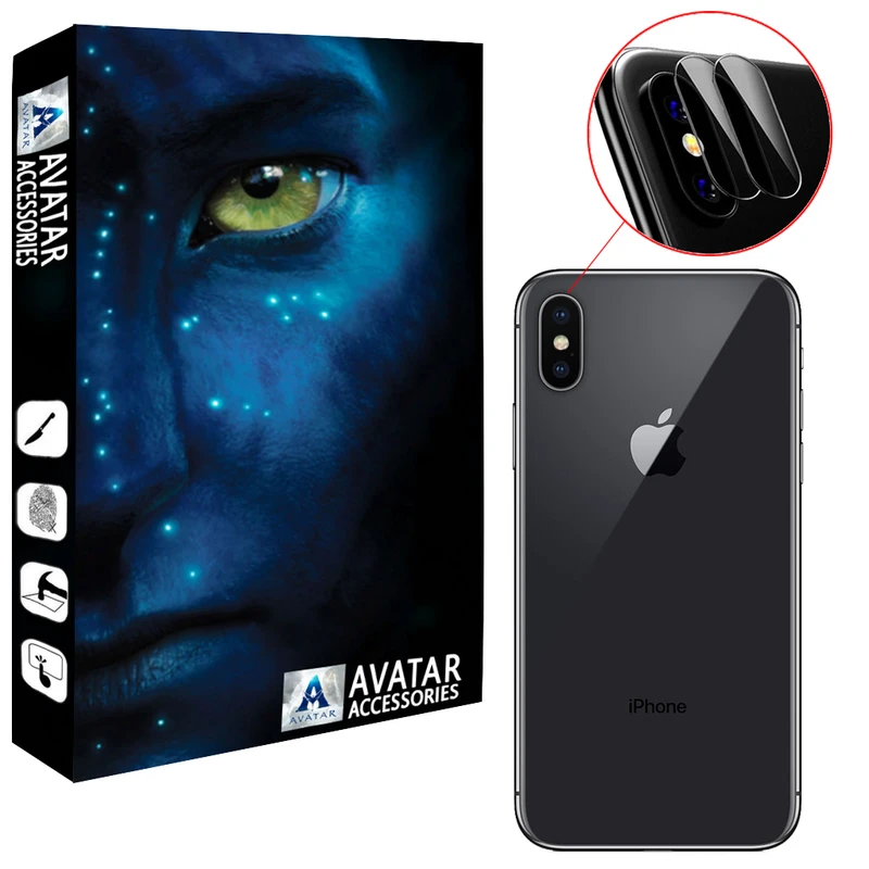 محافظ لنز دوربین آواتار مدل LNZ-GLS-IXR-2 مناسب برای گوشی موبایل اپل Iphone XR بسته دو عددی