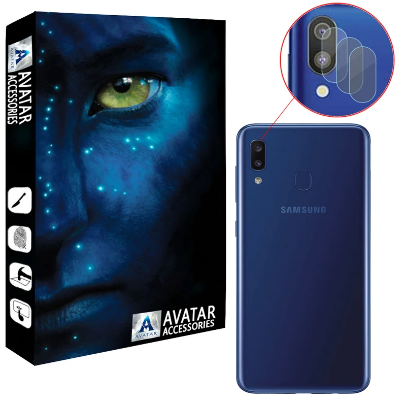 محافظ لنز دوربین آواتار مدل LNZ-GLS-SA40-3 مناسب برای گوشی موبایل سامسونگ Galaxy A40 بسته سه عددی