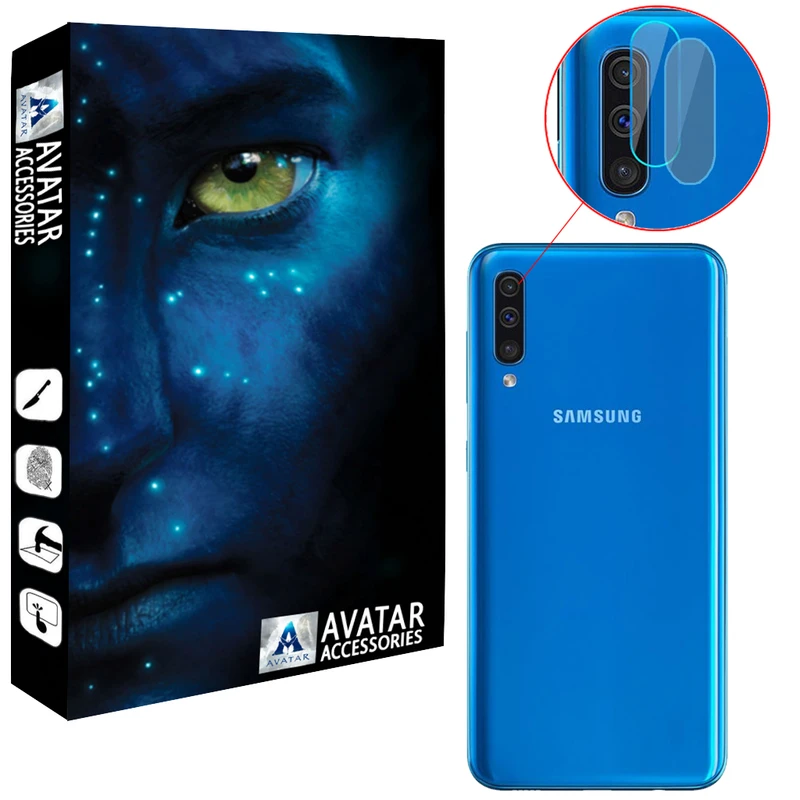 محافظ لنز دوربین آواتار مدل LNZ-GLS-SA50-2 مناسب برای گوشی موبایل سامسونگ Galaxy A50 بسته دو عددی