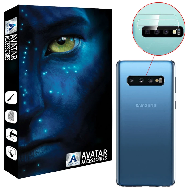 محافظ لنز دوربین آواتار مدل LNZ-GLS-SS10-2 مناسب برای گوشی موبایل سامسونگ Galaxy S10 بسته دو عددی
