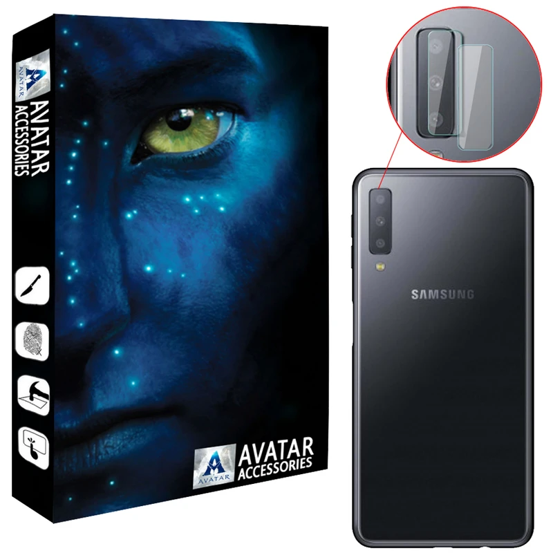 محافظ لنز دوربین آواتار مدل LNZ-GLS-SA7-18-2 مناسب برای گوشی موبایل سامسونگ Galaxy A7 2018 بسته دو عددی