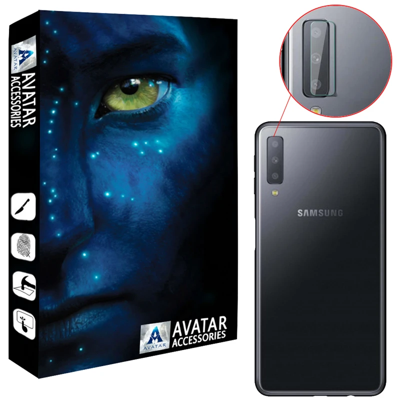 محافظ لنز دوربین آواتار مدل LNZ-GLS-SA7-18-1 مناسب برای گوشی موبایل سامسونگ Galaxy A7 2018
