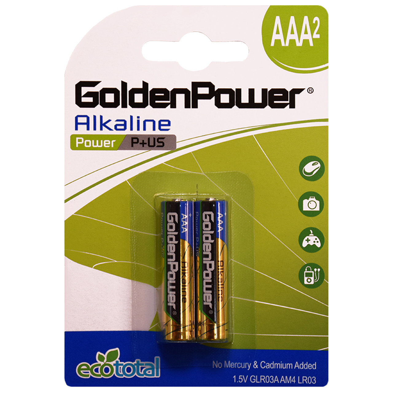 باتری نیم قلمی گلدن پاور مدل Eco Total Power Alkaline بسته 2 عددی