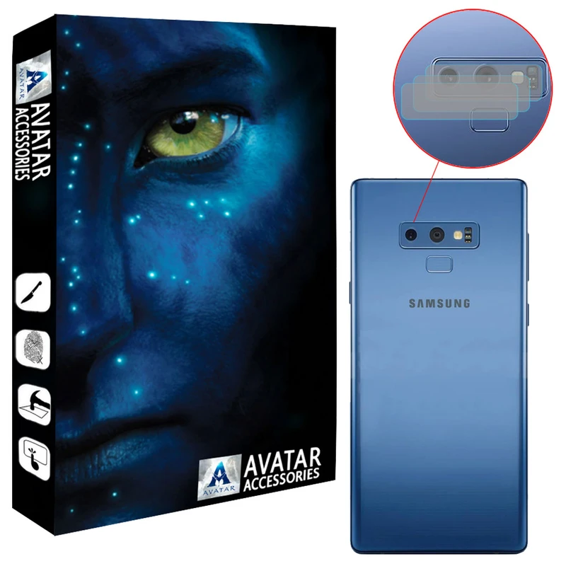 محافظ لنز دوربین آواتار مدل LNZ-GLS-SNT9-3 مناسب برای گوشی موبایل سامسونگ Galaxy Note 9 بسته سه عددی