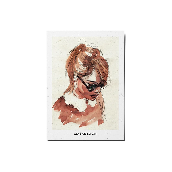 کارت پستال ماسا دیزاین طرح دختر آبرنگ کد POST26