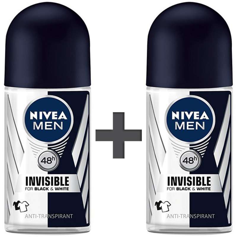 رول ضد تعریق مردانه نیوآ مدل Invisible Black And White حجم 50 میلی لیتر بسته 2 عددی