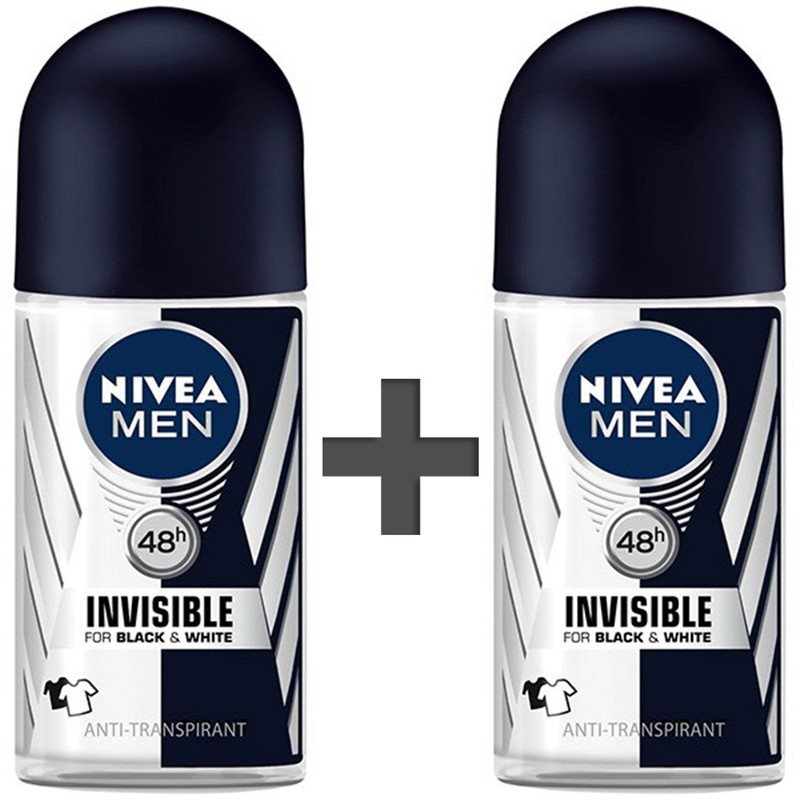 رول ضد تعریق مردانه نیوآ مدل Invisible Black And White حجم 50 میلی لیتر بسته 2 عددی