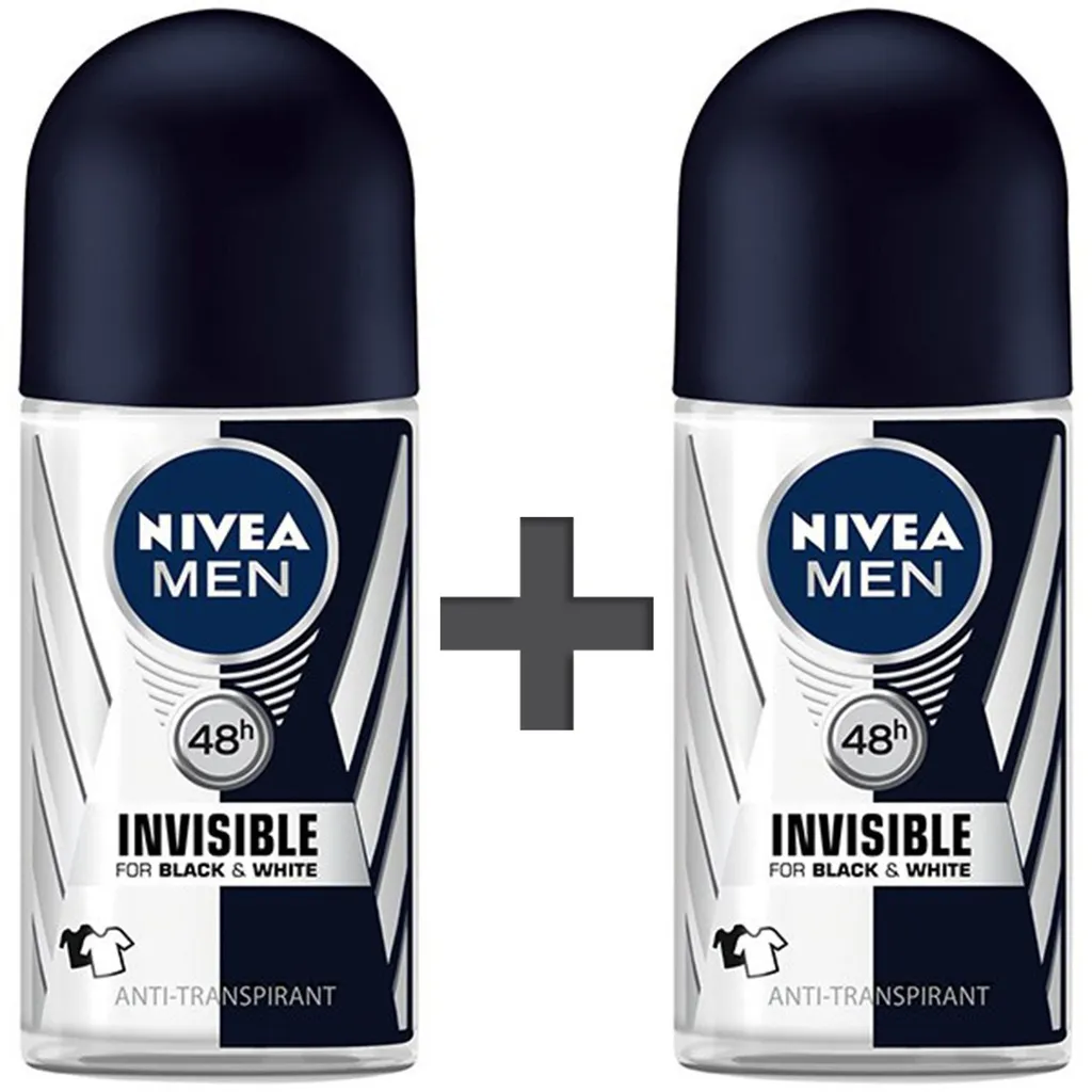 رول ضد تعریق مردانه نیوآ مدل Invisible Black And White حجم 50 میلی لیتر بسته 2 عددی