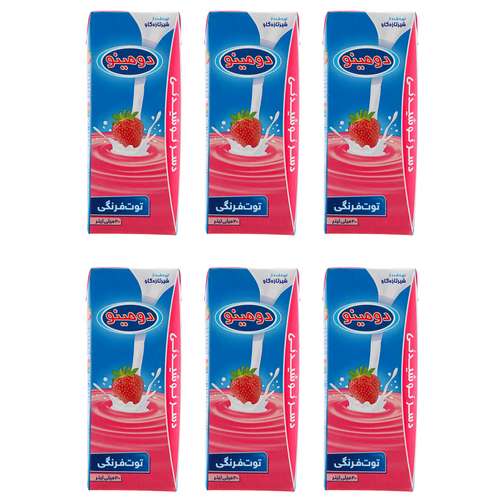 دسر نوشیدنی توت فرنگی دومینو حجم 200 میلی لیتر بسته 6 عددی