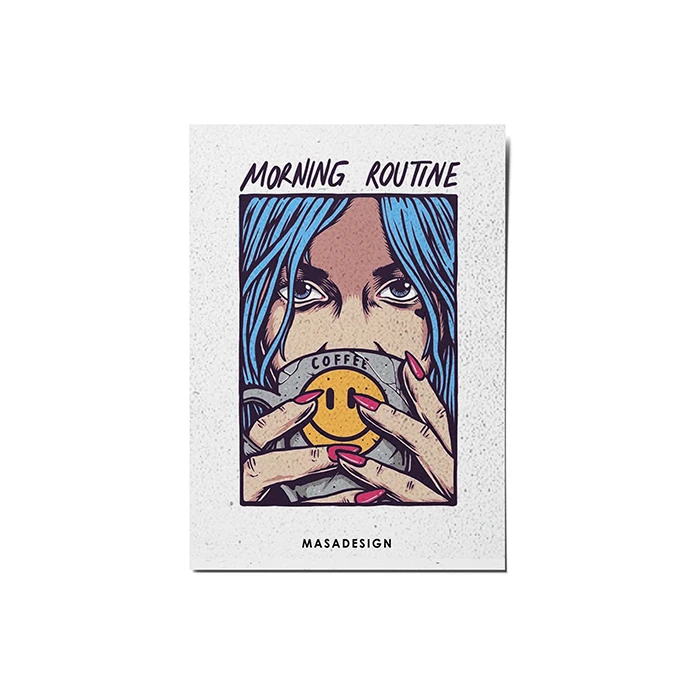 کارت پستال ماسا دیزاین طرح دختر و قهوه کد POST30