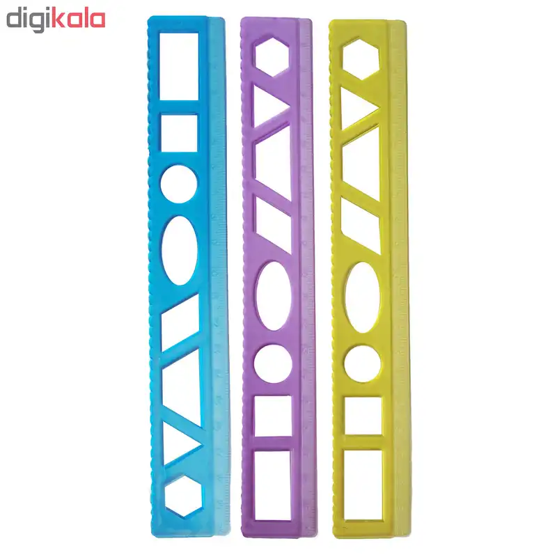 خط کش ۲۰ سانتی متری کد 102 بسته 3 عددی