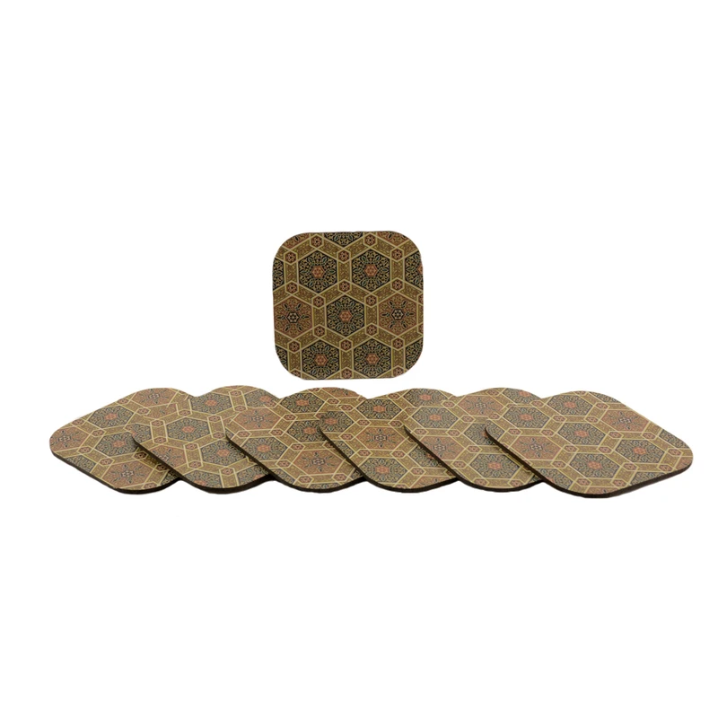 زیر لیوانی طرح خاتم بسته 6 عددی