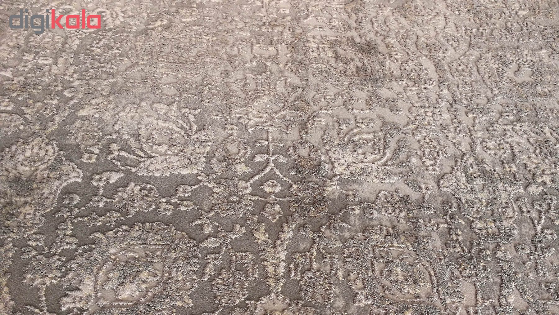 فرش ماشینی زمرد مشهد طرح پتینه کد TA113 زمینه طوسی