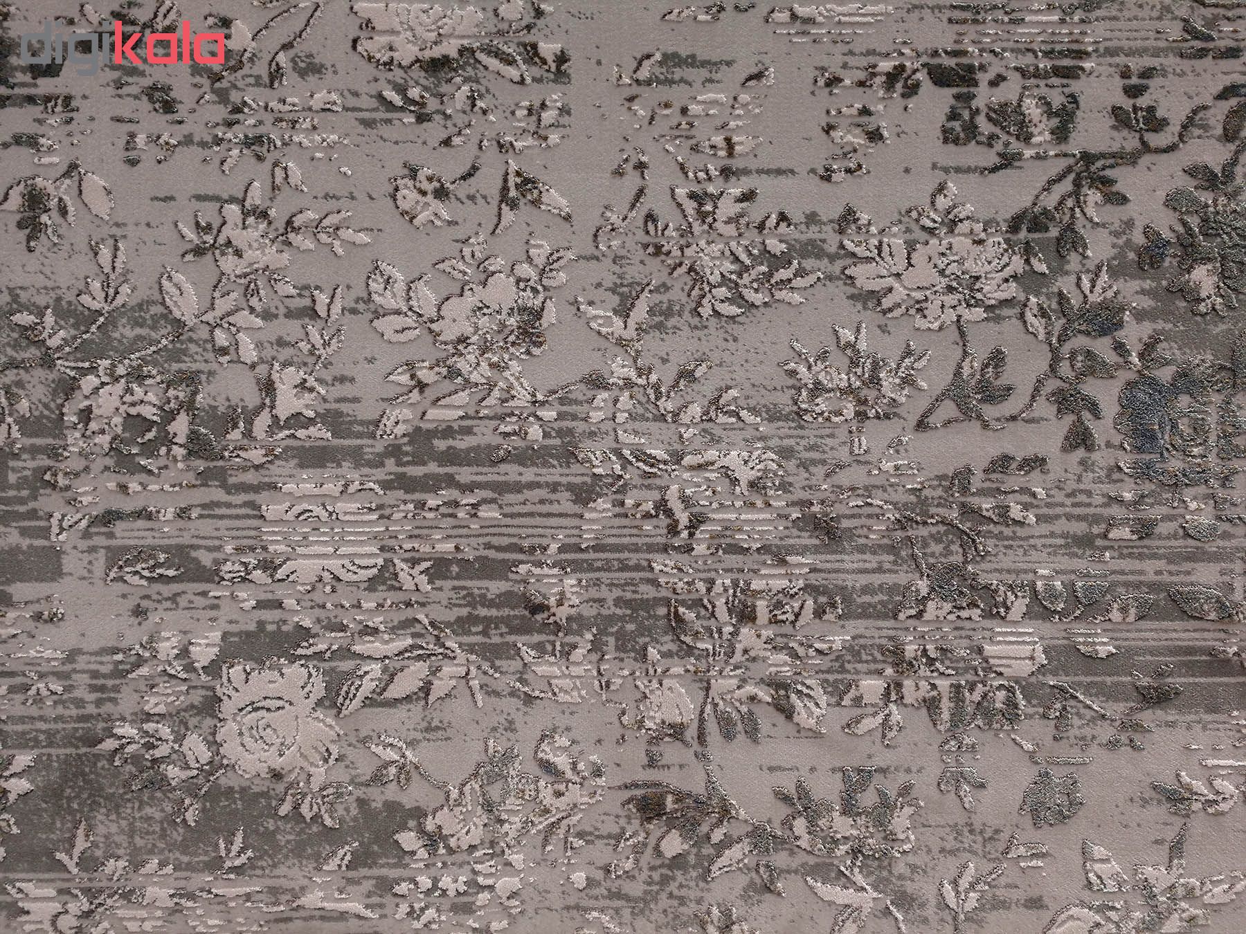 فرش ماشینی زمرد مشهد طرح پتینه کد TA102 زمینه طوسی