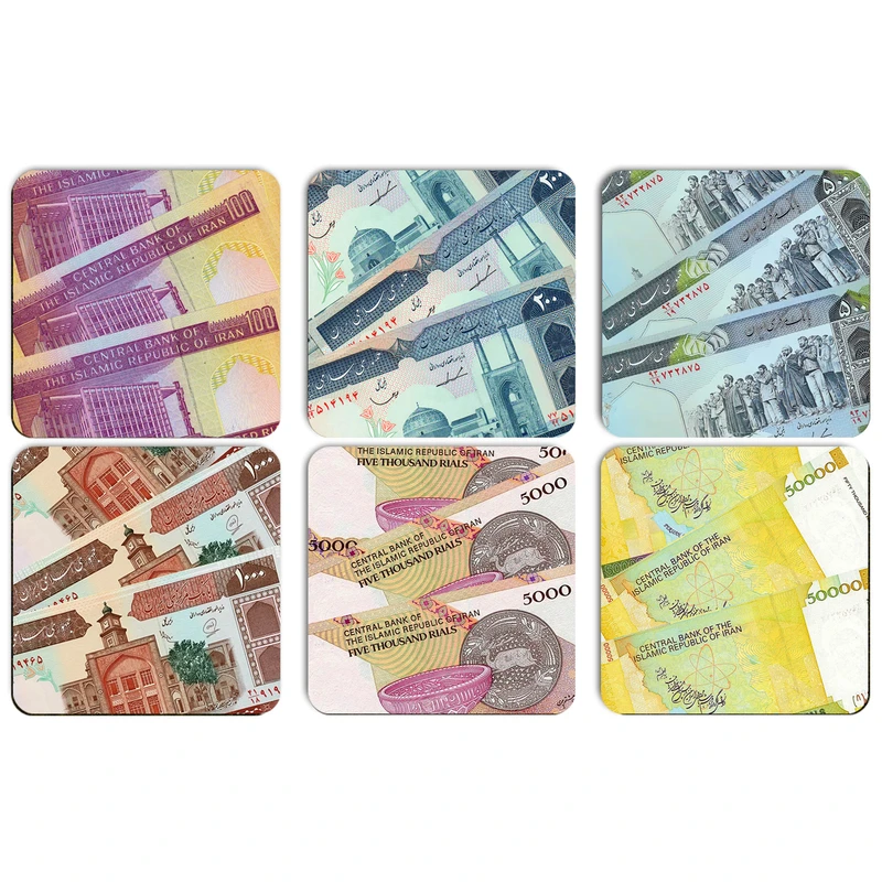 زیرلیوانی ژیوار طرح اسکناس ایرانی بسته 6 عددی