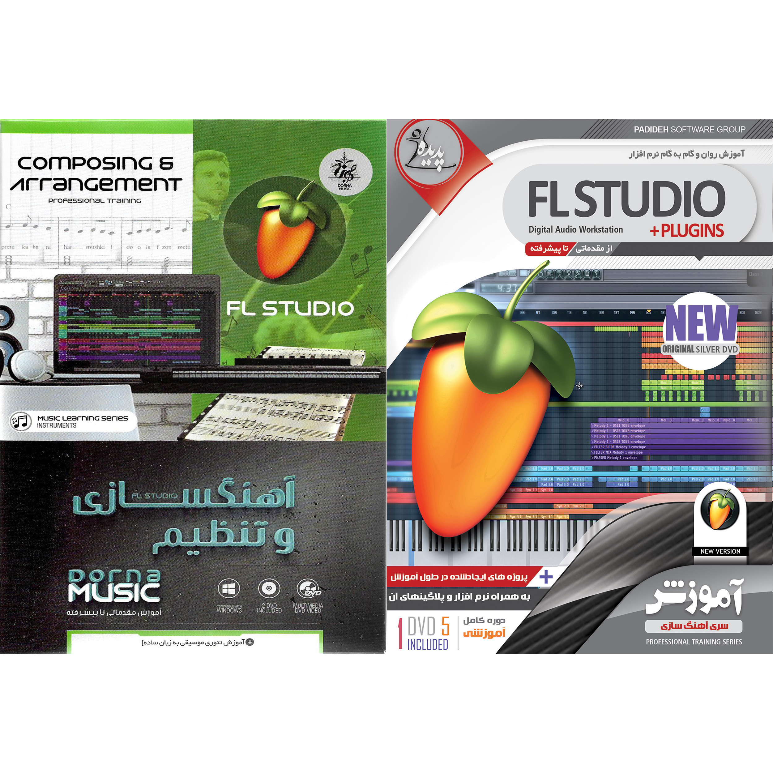 نرم افزار آموزش آهنگسازی و تنظیم نشر درنا به همراه نرم افزار آموزش FL Studio نشر پدیده