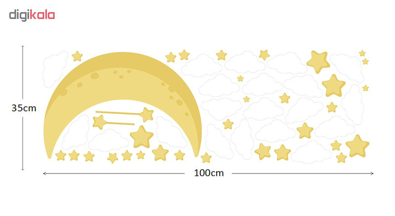 استیکر کودک طرح ماه و ابر و ستاره