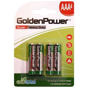 باتری نیم قلمی گلدن پاور مدل Eco Total Super Heavy Duty بسته 4 عددی