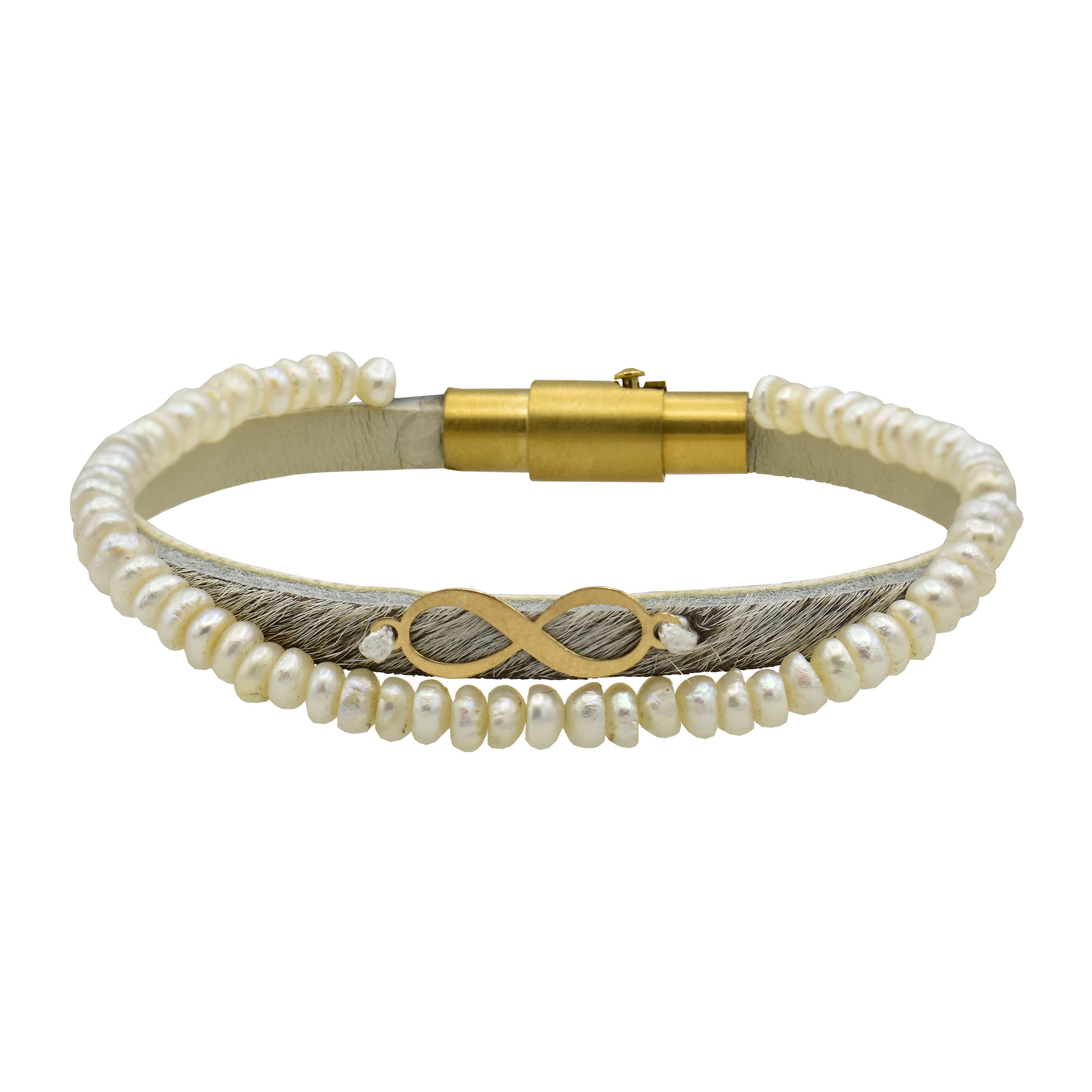 دستبند طلا 18 عیار زنانه آمانژ طرح بی نهایت کد 392D2781 -  - 1