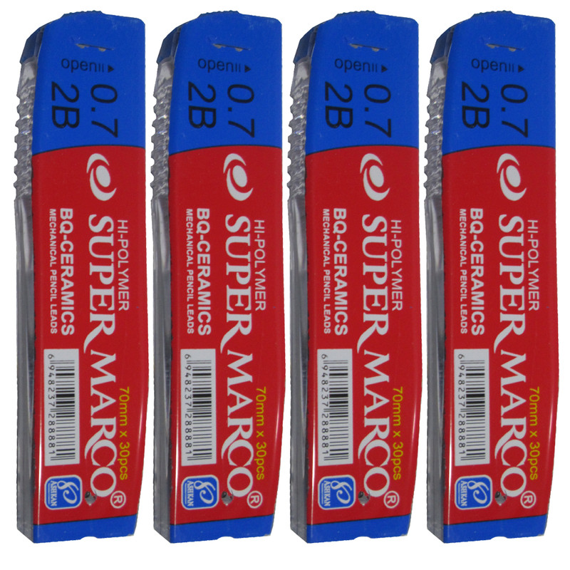 نوک مداد نوکی  0.7 میلی متری سوپر مارکو مدل BQ بسته 4 عددی