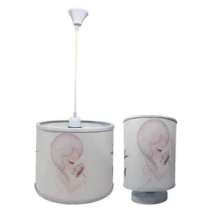 لوستر کودک طرح دختر و اسب تک شاخ کد 47 به همراه چراغ خواب