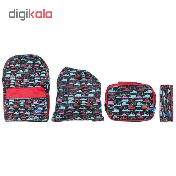 ست کوله پشتی کوییلو مدل ماشین مجموعه 4 عددی