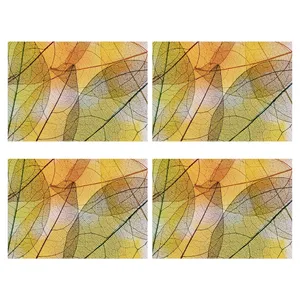 زیربشقابی طرح برگ پاییزی کد IDM 82 بسته 4 عددی