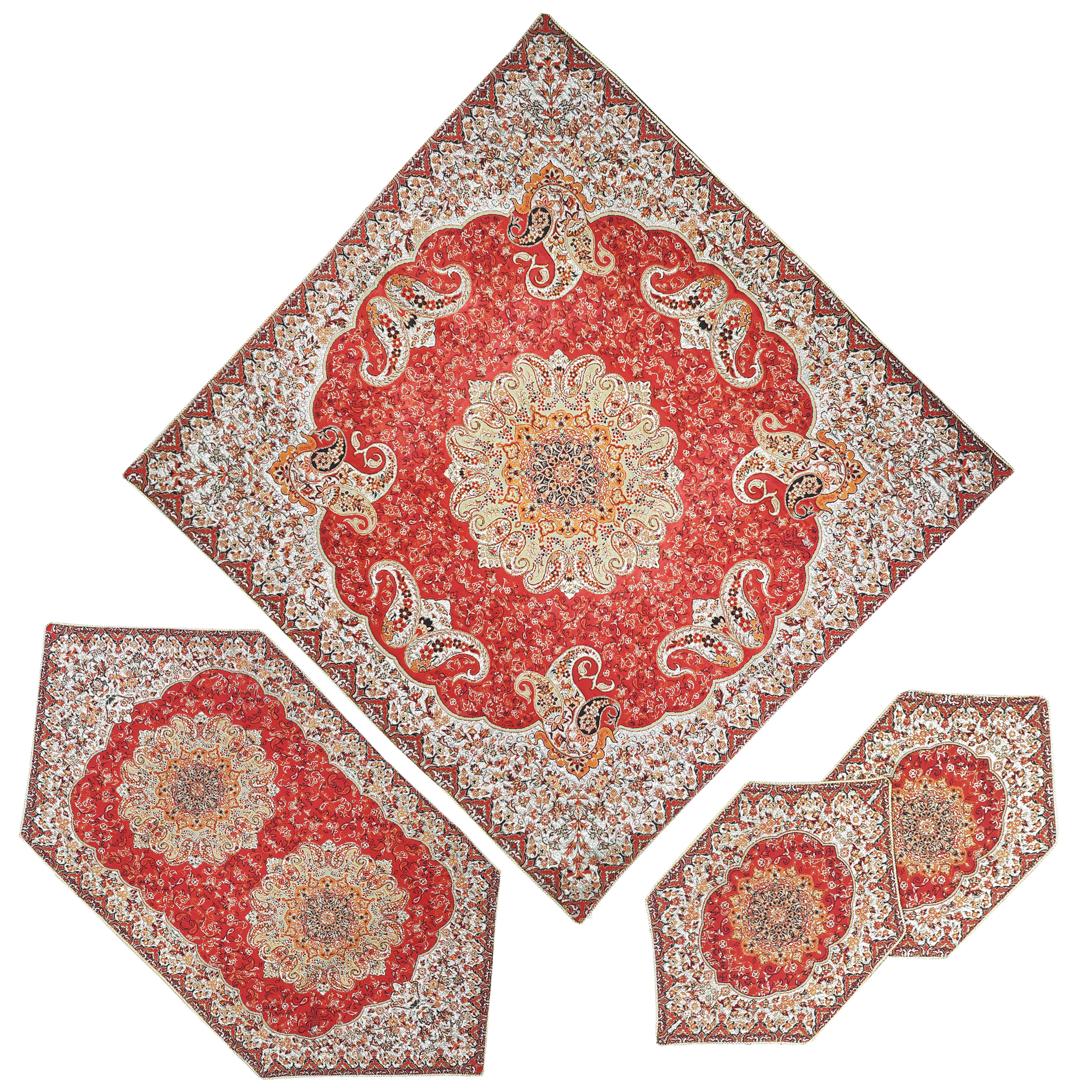 ست ۴ تکه رو میزی ترمه مدل ترنج کد RED4/4