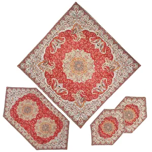 ست ۴ تکه رو میزی ترمه مدل ترنج کد RED4/4