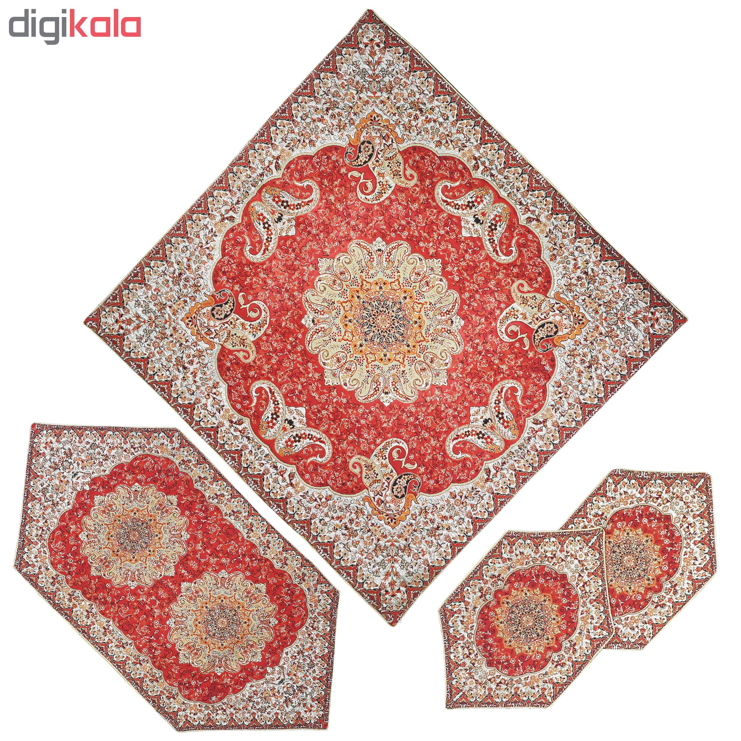 ست ۴ تکه رو میزی ترمه مدل ترنج کد RED4/4