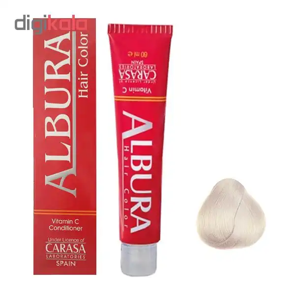 رنگ مو آلبورا مدل carasa شماره 12.1 حجم 100 میلی لیتر رنگ بلوند دودی