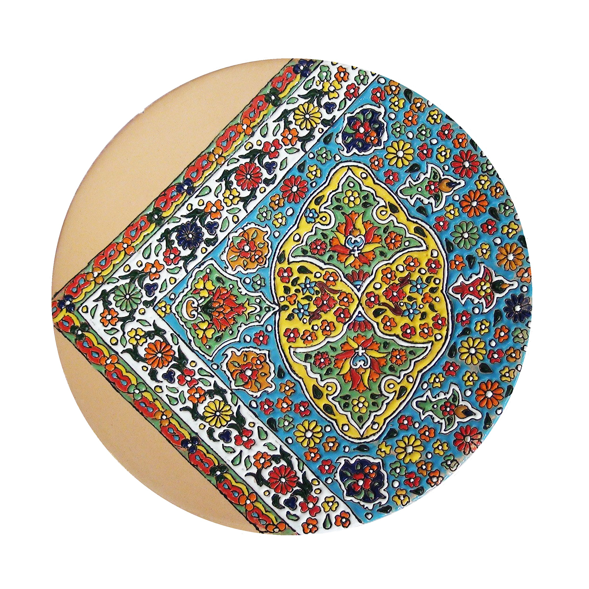 بشقاب میناکاری سفالی طرح فرش کد S 026
