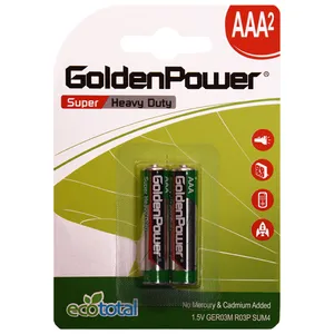 باتری نیم قلمی گلدن پاور مدل Eco Total Super Heavy Duty بسته 2 عددی