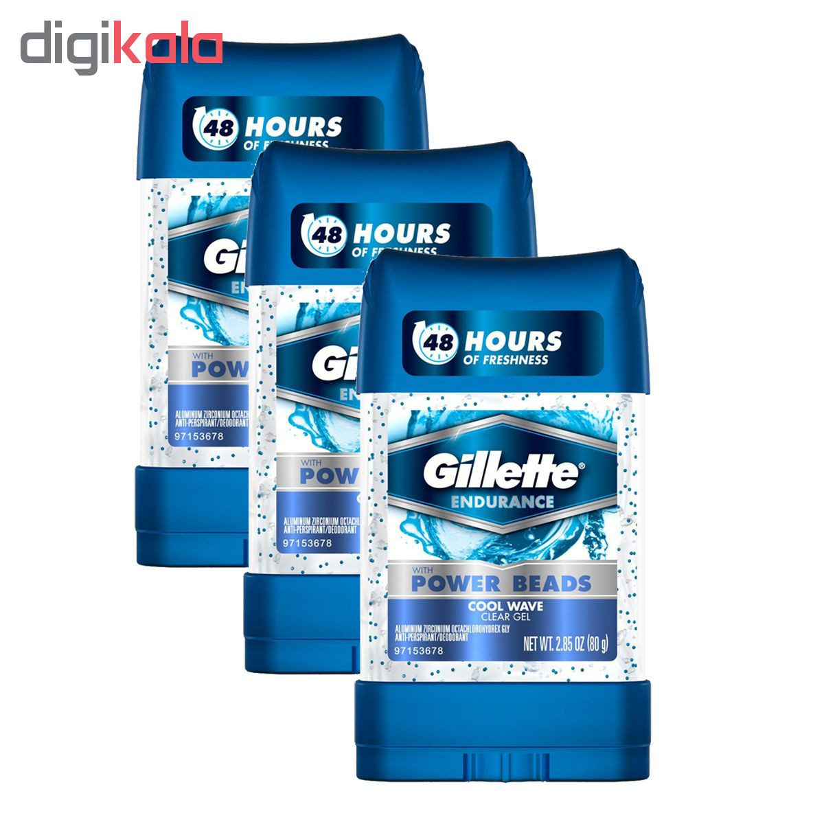 ژل شفاف ضد تعریق مردانه ژیلت مدل Cool Wave حجم 80 میلی لیتر مجموعه 3 عددی