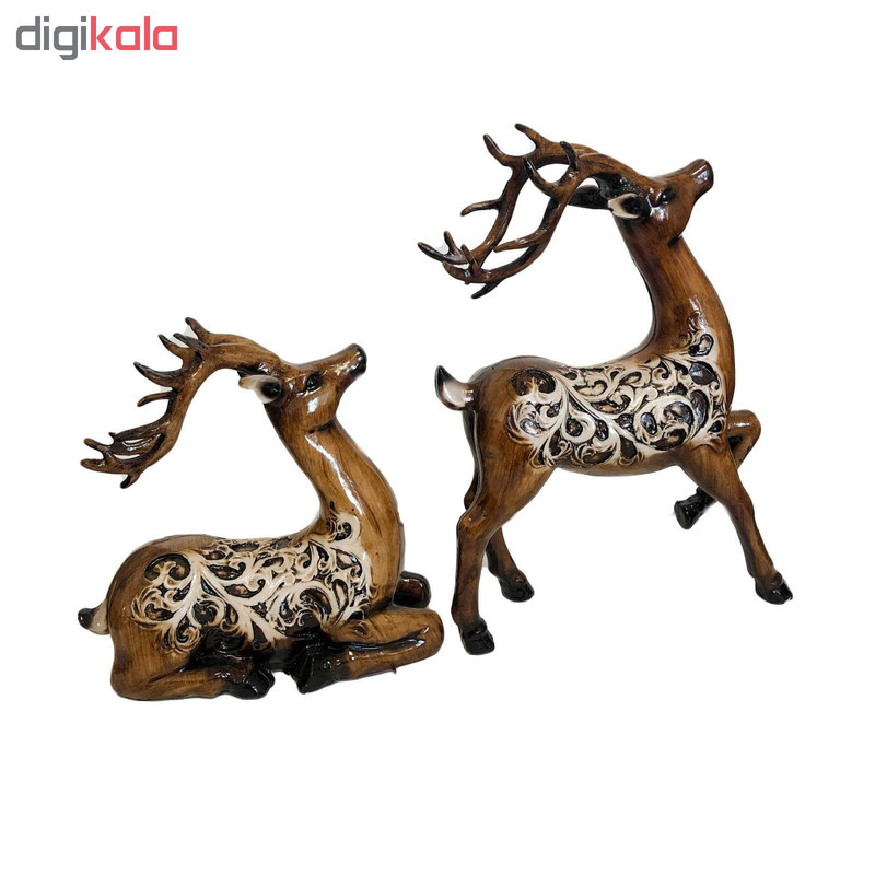 مجسمه طرح گوزن کد Mo-7379 مجموعه 2 عددی