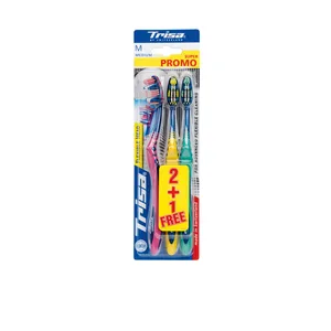 Trisa Super Promo Flexible Head Medium Toothbrush 3 pcs