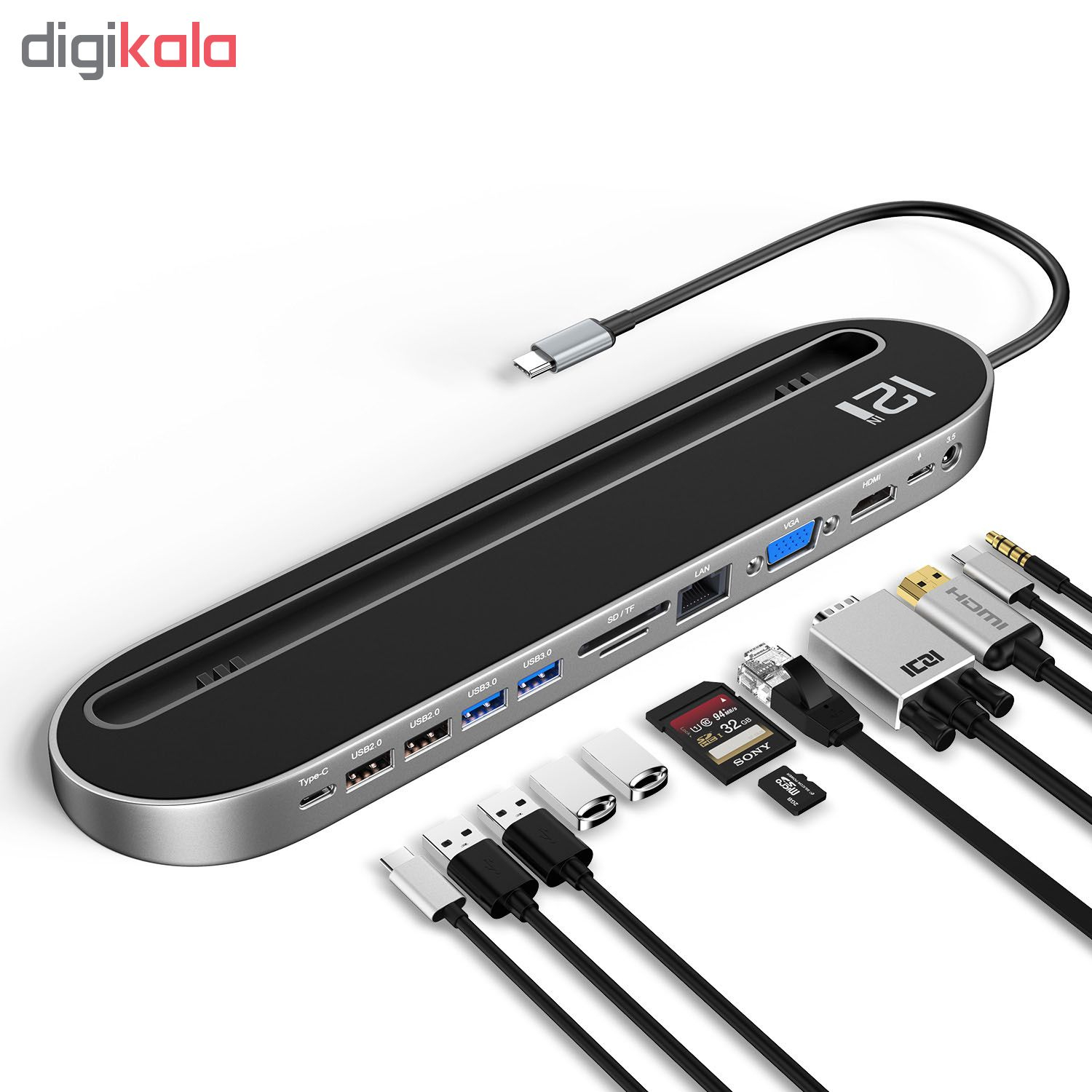 مبدل USB-C  به USB 3.0/Lan/HDMI/Display Port آی سی زد آی مدل DZ-001