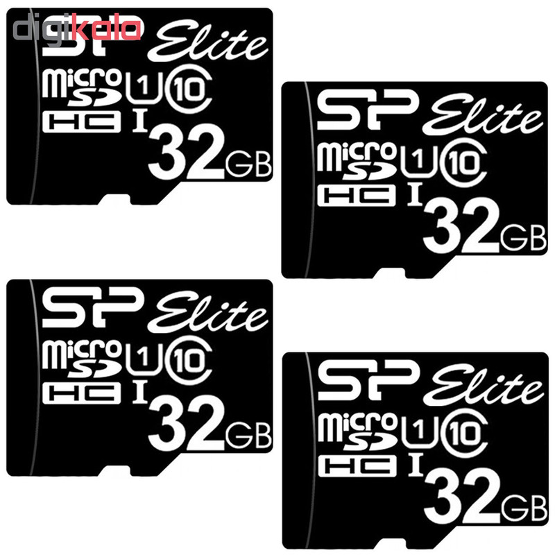 کارت حافظه microSDHC سیلیکون پاور مدل Elite کلاس 10 استاندارد UHS-I U1 سرعت 85MBps ظرفیت 32 گیگابایت بسته 4 عددی