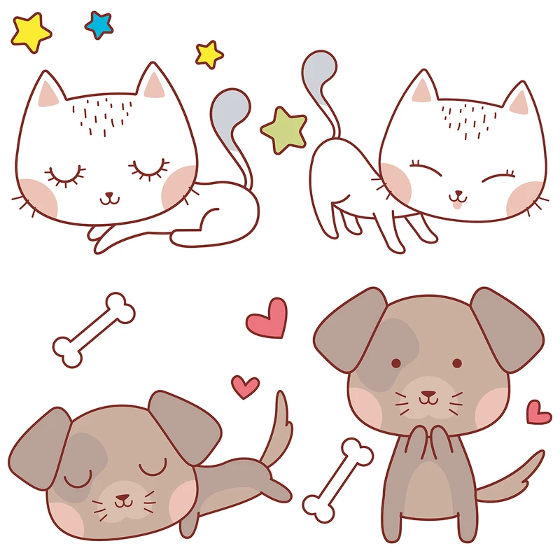 استیکر کلید و پریز مدل cute cat and dog