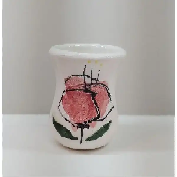 ست فنجان و نعلبکی سفالی کلاسیک شقایق ایرانی