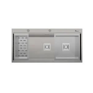 سینک ظرفشویی استیل توکار دو لگنه بیمکث مدل 774