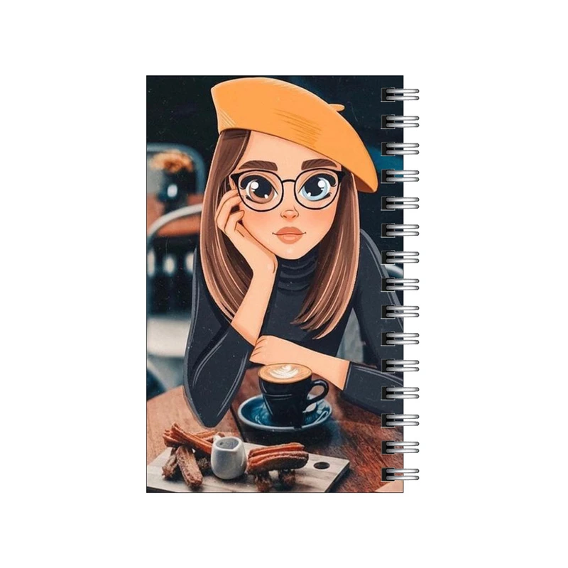 دفترچه یادداشت مدل to do list طرح دختر و کافه و قهوه کد 7967563
