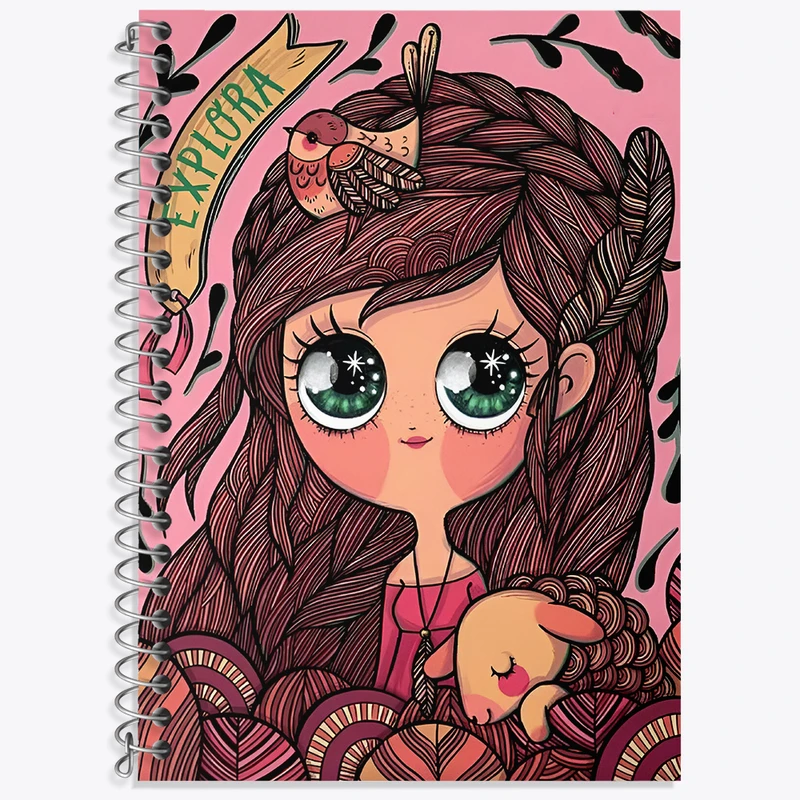 دفتر زبان 50 برگ خندالو مدل سه خط طرح دخترانه کد N3296