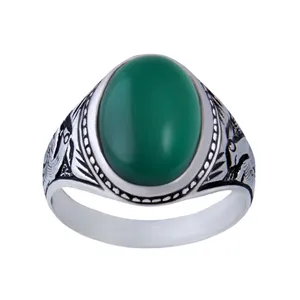 انگشتر نقره مردانه مدل سنگ عقیق رکاب سیلندری کد AM_040