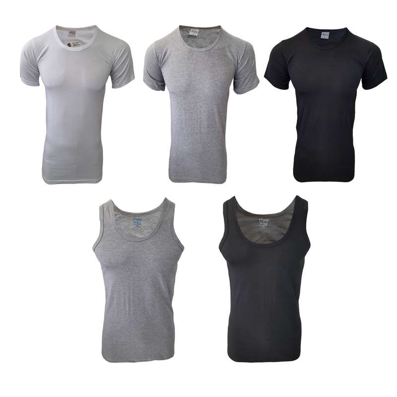 زیرپوش آستین دار مردانه ساران مدل 140124 پنبه مجموعه 5 عددی