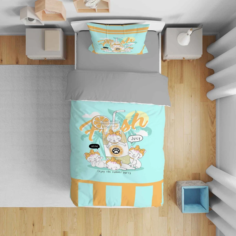 سرویس روتختی مدل گربه ها 5339 تک نفره 5 تکه