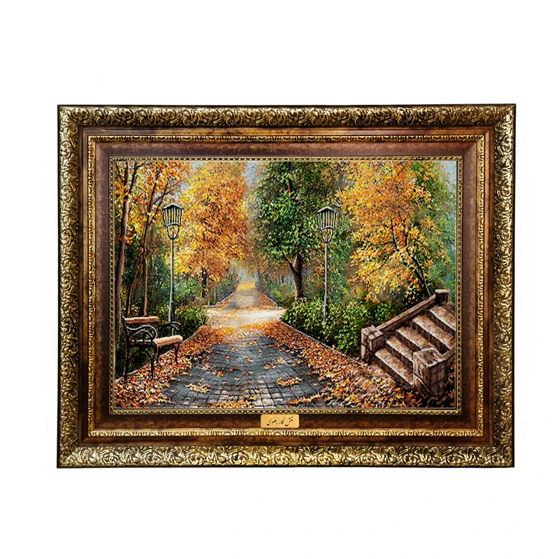 تابلو فرش ماشینی نقش نگار رضوی طرح منظره کد 555KH