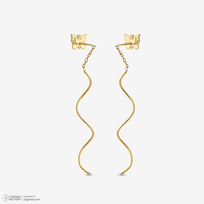 گوشواره بخیه‌ای طلا 18 عیار زنانه مطیع ها مدل کرلی کد 599 پروانه - 3