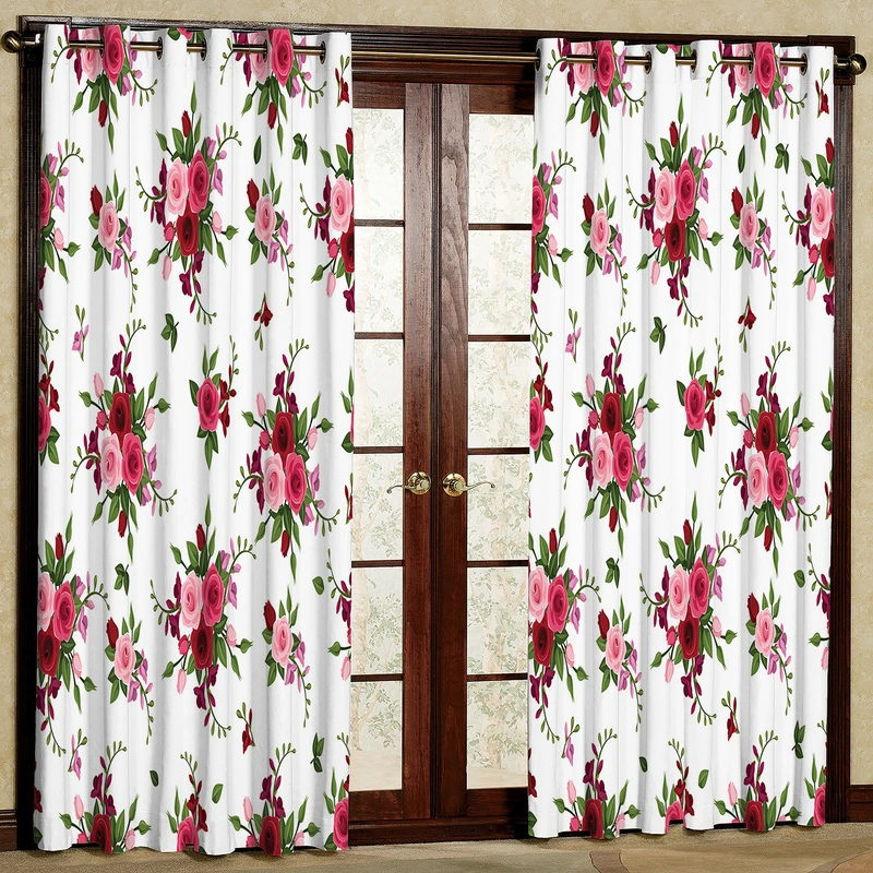 پرده مدل گل سرخ هازان پانچی کد 2073 سایز 140x200 سانتی متر