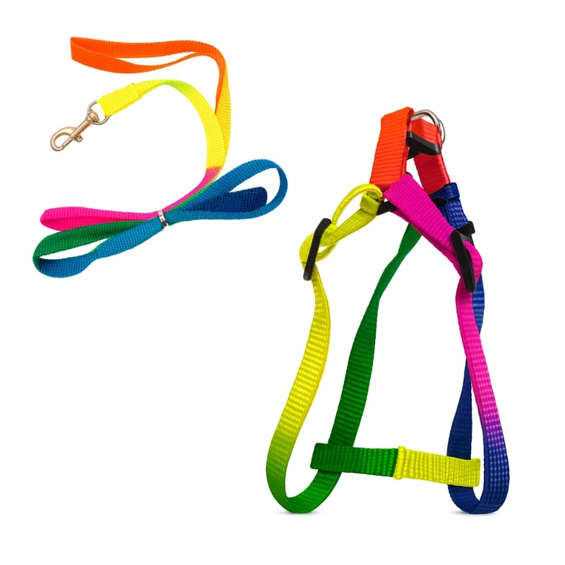 قلاده کتفی و بند سگ و گربه مدل هفت رنگ کد PT132